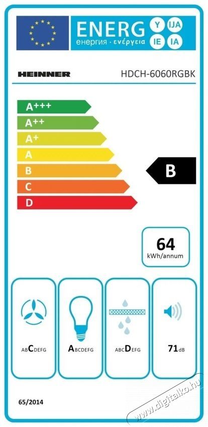 Heinner HDCH-6060RGBK be&eacute;p&iacute;thető p&aacute;raelsz&iacute;v&oacute;, 60cm, 190W, fekete &uuml;veg Konyhai term&eacute;kek - P&aacute;raelsz&iacute;v&oacute; - Be&eacute;p&iacute;thető / kih&uacute;zhat&oacute; - 533482