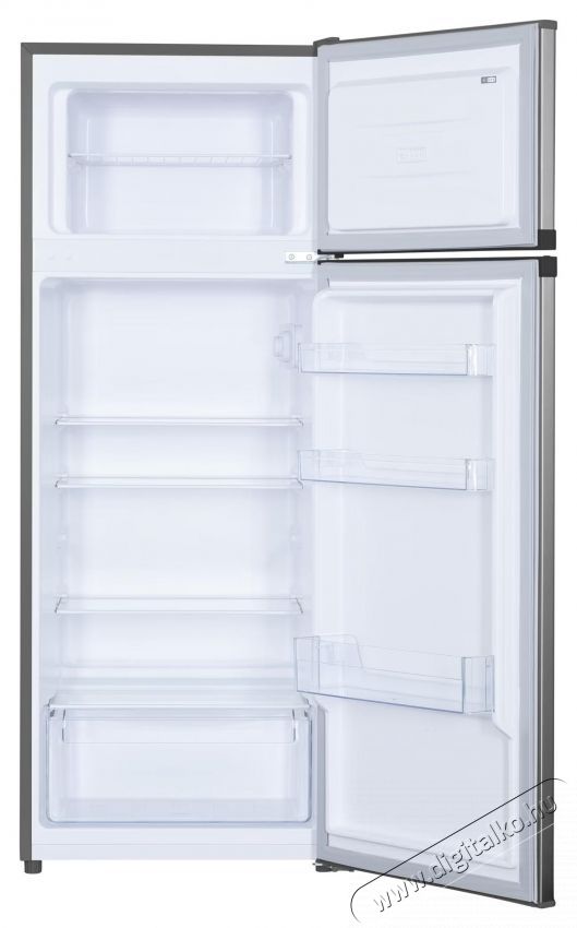 Heinner HF-H2206XE++ kombin&aacute;lt fel&uuml;lfagyaszt&oacute;s hűtőszekr&eacute;ny, E energiaoszt&aacute;ly, 206 L, LED l&aacute;mpa, 3 hűtőszekr&eacute;ny &uuml;vegpolccal, M: 143 cm, Inox megjelen&eacute;s Konyhai term&eacute;kek - Hűtő, fagyaszt&oacute; (szabadon&aacute;ll&oacute;) - Fel&uuml;lfagyaszt&oacute;s kombin&aacute;lt hűtő - 533450