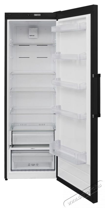 Heinner HF-V401NFBKE++, Egyajt&oacute;s hűtő, 389 l, No Frost, E energiaoszt&aacute;ly, Elektronikus vez&eacute;rl&eacute;s, LED vil&aacute;g&iacute;t&aacute;s, M 186 cm, Fekete Konyhai term&eacute;kek - Hűtő, fagyaszt&oacute; (szabadon&aacute;ll&oacute;) - Egyajt&oacute;s hűtő - 533453