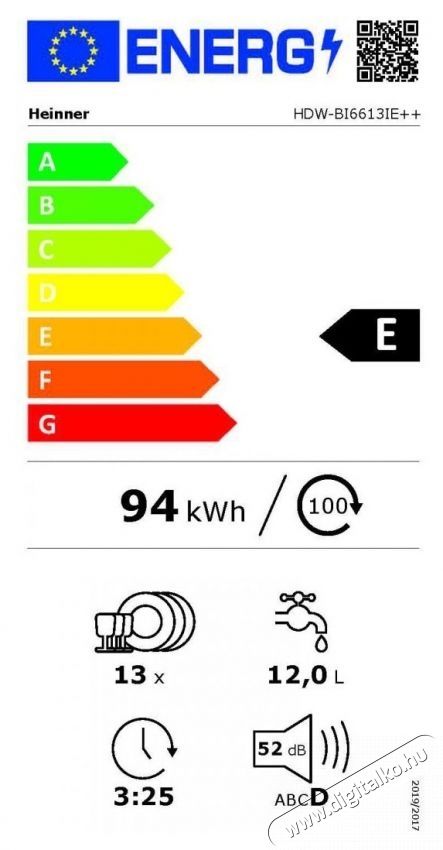 Heinner HDW-BI6613IE++ Be&eacute;p&iacute;thető mosogat&oacute;g&eacute;p Konyhai term&eacute;kek - Mosogat&oacute;g&eacute;p - Norm&aacute;l (60cm) be&eacute;p&iacute;thető mosogat&oacute;g&eacute;p - 535243
