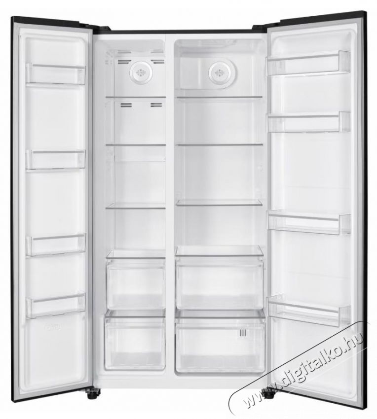 Heinner HSBS-HM532NFBKE++ Side by side hűtőszekr&eacute;ny, 532 l, Full No Frost, E energiaoszt&aacute;ly, Touch LED kijelző, Smart, Eco, Ajt&oacute;riaszt&oacute;, M 177cm, Fekete Konyhai term&eacute;kek - Hűtő, fagyaszt&oacute; (szabadon&aacute;ll&oacute;) - Amerikai t&iacute;pus&uacute; Side By Side hűtő - 535263