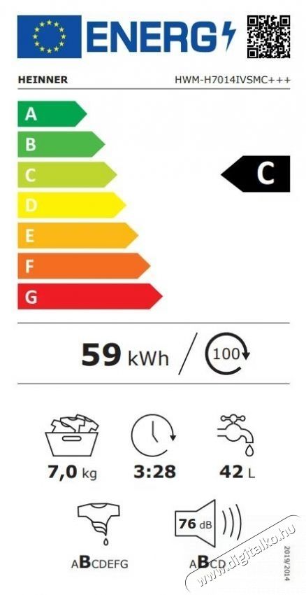 Heinner HWM-H7014IVSMC+++ Keskeny mos&oacute;g&eacute;p H&aacute;ztart&aacute;s / Otthon / K&uuml;lt&eacute;r - Mos&oacute;g&eacute;p / sz&aacute;r&iacute;t&oacute;g&eacute;p - El&ouml;lt&ouml;ltős norm&aacute;l (60cm-ig) mos&oacute;g&eacute;p - 535280