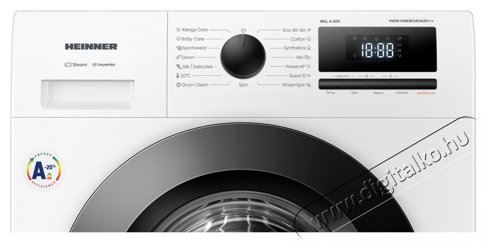 Heinner HWM-HME8014IVA20+++ mos&oacute;g&eacute;p H&aacute;ztart&aacute;s / Otthon / K&uuml;lt&eacute;r - Mos&oacute;g&eacute;p / sz&aacute;r&iacute;t&oacute;g&eacute;p - El&ouml;lt&ouml;ltős norm&aacute;l (60cm-ig) mos&oacute;g&eacute;p - 535287