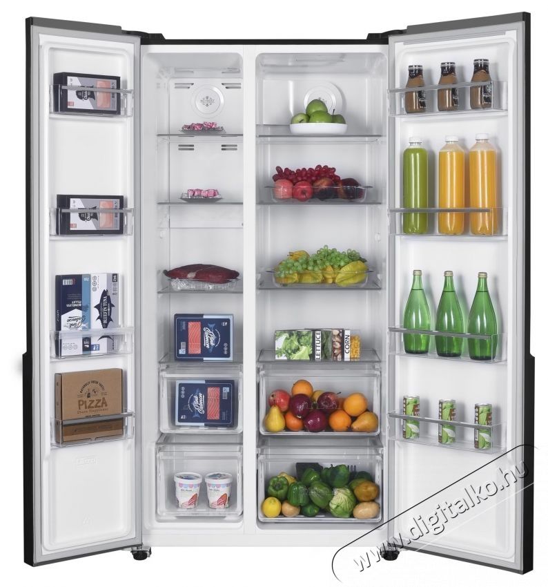 Heinner HSBS-H532NFGBKF+ Side-by-side hűtőszekr&eacute;ny, 532 l, Full No Frost, E energiaoszt&aacute;ly, &Eacute;rintőkijelző, gyermekz&aacute;r, M 177 cm, Fekete Konyhai term&eacute;kek - Hűtő, fagyaszt&oacute; (szabadon&aacute;ll&oacute;) - Amerikai t&iacute;pus&uacute; Side By Side hűtő - 535268