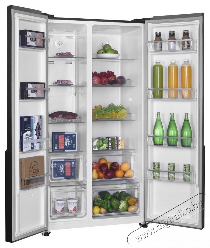 Heinner HSBS-H532NFGBKF+ Side-by-side hűtőszekr&eacute;ny, 532 l, Full No Frost, E energiaoszt&aacute;ly, &Eacute;rintőkijelző, gyermekz&aacute;r, M 177 cm, Fekete Konyhai term&eacute;kek - Hűtő, fagyaszt&oacute; (szabadon&aacute;ll&oacute;) - Amerikai t&iacute;pus&uacute; Side By Side hűtő - 535268