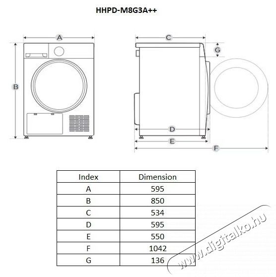 Heinner HHPD-M8G3A++ hőszivatty&uacute;s sz&aacute;r&iacute;t&oacute;g&eacute;p, 8 kg, 14 program, LED kijelző, K&aacute;d vil&aacute;g&iacute;t&aacute;s, Gyerekz&aacute;r, E energiaoszt&aacute;ly, Feh&eacute;r H&aacute;ztart&aacute;s / Otthon / K&uuml;lt&eacute;r - Mos&oacute;g&eacute;p / sz&aacute;r&iacute;t&oacute;g&eacute;p - Sz&aacute;r&iacute;t&oacute;g&eacute;p - 536834
