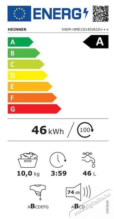 Heinner HWM-HME1014IVA10+++ Mos&oacute;g&eacute;p, 10 KG, 1400 RPM, A-10% energiaoszt&aacute;ly, INVERTER MOTOR, Digit&aacute;lis kijelző, Allergy Steam program, Feh&eacute;r H&aacute;ztart&aacute;s / Otthon / K&uuml;lt&eacute;r - Mos&oacute;g&eacute;p / sz&aacute;r&iacute;t&oacute;g&eacute;p - El&ouml;lt&ouml;ltős norm&aacute;l (60cm-ig) mos&oacute;g&eacute;p - 536845