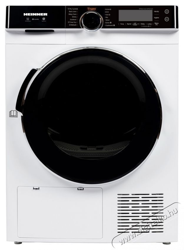 Heinner HHPD-M10K3A+++ hőszivatty&uacute;s sz&aacute;r&iacute;t&oacute;g&eacute;p, 10 kg, Inverter, 14 program, C energiaoszt&aacute;ly, &eacute;rint&eacute;svez&eacute;rl&eacute;s, szifonellenes funkci&oacute;, steriliz&aacute;l&oacute; program, k&aacute;dvil&aacute;g&iacute;t&aacute;s, feh&eacute;r H&aacute;ztart&aacute;s / Otthon / K&uuml;lt&eacute;r - Mos&oacute;g&eacute;p / sz&aacute;r&iacute;t&oacute;g&eacute;p - Sz&aacute;r&iacute;t&oacute;g&eacute;p - 536842