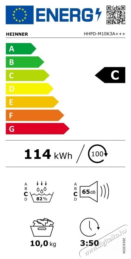 Heinner HHPD-M10K3A+++ hőszivatty&uacute;s sz&aacute;r&iacute;t&oacute;g&eacute;p, 10 kg, Inverter, 14 program, C energiaoszt&aacute;ly, &eacute;rint&eacute;svez&eacute;rl&eacute;s, szifonellenes funkci&oacute;, steriliz&aacute;l&oacute; program, k&aacute;dvil&aacute;g&iacute;t&aacute;s, feh&eacute;r H&aacute;ztart&aacute;s / Otthon / K&uuml;lt&eacute;r - Mos&oacute;g&eacute;p / sz&aacute;r&iacute;t&oacute;g&eacute;p - Sz&aacute;r&iacute;t&oacute;g&eacute;p - 536842