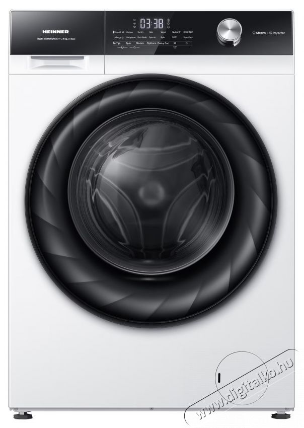 Heinner HWM-HMK9014IVA+++ mos&oacute;g&eacute;p, 9 kg, 1400 fordulat/perc, A energiaoszt&aacute;ly, inverteres motor, &eacute;rintők&eacute;pernyős vez&eacute;rl&eacute;s, digit&aacute;lis kijelző, Allergy steam program, feh&eacute;r H&aacute;ztart&aacute;s / Otthon / K&uuml;lt&eacute;r - Mos&oacute;g&eacute;p / sz&aacute;r&iacute;t&oacute;g&eacute;p - El&ouml;lt&ouml;ltős norm&aacute;l (60cm-ig) mos&oacute;g&eacute;p - 536838