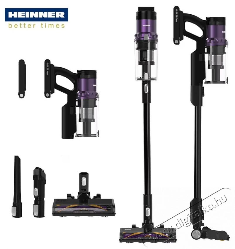 Heiner Ultrabrush 350 HSVC-MBDB350ATPP &aacute;ll&oacute; porsz&iacute;v&oacute;, 350 W, 3 sebess&eacute;gfokozat, BLDC motor, LED kijelző sz&iacute;v&oacute;m&oacute;d-jelzőkkel, Hepa szűrő, Fekete/Lila H&aacute;ztart&aacute;s / Otthon / K&uuml;lt&eacute;r - Porsz&iacute;v&oacute; / takar&iacute;t&oacute;g&eacute;p - K&eacute;zi / &aacute;ll&oacute; porsz&iacute;v&oacute; - 536769