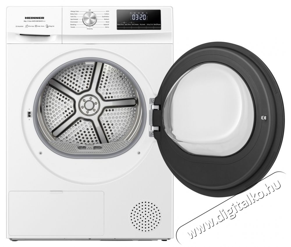 Heinner HHPD-HMY80IVFC+++ hőszivatty&uacute;s sz&aacute;r&iacute;t&oacute;g&eacute;p, 8 kg, C energiaoszt&aacute;ly, inverteres motor, feh&eacute;r H&aacute;ztart&aacute;s / Otthon / K&uuml;lt&eacute;r - Mos&oacute;g&eacute;p / sz&aacute;r&iacute;t&oacute;g&eacute;p - Sz&aacute;r&iacute;t&oacute;g&eacute;p - 536853