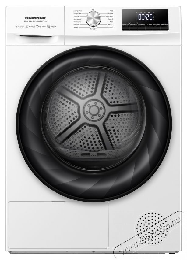Heinner HHPD-HMY80IVFC+++ hőszivatty&uacute;s sz&aacute;r&iacute;t&oacute;g&eacute;p, 8 kg, C energiaoszt&aacute;ly, inverteres motor, feh&eacute;r H&aacute;ztart&aacute;s / Otthon / K&uuml;lt&eacute;r - Mos&oacute;g&eacute;p / sz&aacute;r&iacute;t&oacute;g&eacute;p - Sz&aacute;r&iacute;t&oacute;g&eacute;p - 536853
