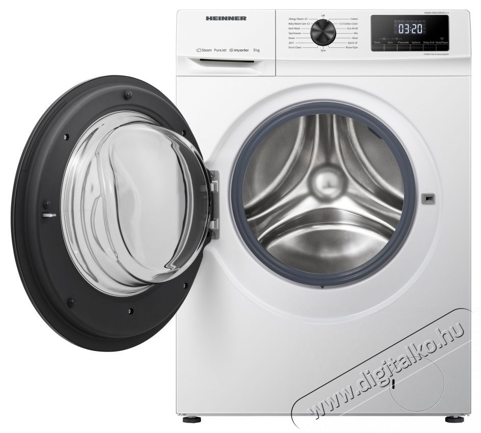 Heinner HWM-H9014INVA+++ Mos&oacute;g&eacute;p, 9 kg, 1400 ford./perc, A energiaoszt&aacute;ly, Inverter motor, Digit&aacute;lis kijelző, Gyerekz&aacute;r, Feh&eacute;r H&aacute;ztart&aacute;s / Otthon / K&uuml;lt&eacute;r - Mos&oacute;g&eacute;p / sz&aacute;r&iacute;t&oacute;g&eacute;p - El&ouml;lt&ouml;ltős norm&aacute;l (60cm-ig) mos&oacute;g&eacute;p - 536852