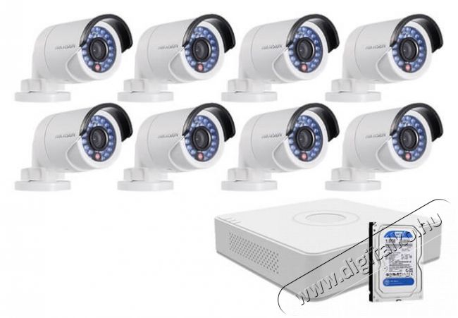 Hikvision 8 infrakamerás HDTVI megfigyelőrendszer szett Háztartás / Otthon / Kültér - Biztonságtechnika - Biztonsági kamera - 332191