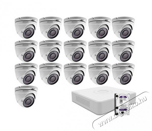 Hikvision 16 dome infrakamerás HDTVI megfigyelőrendszer szett Háztartás / Otthon / Kültér - Biztonságtechnika - Biztonsági kamera - 332182