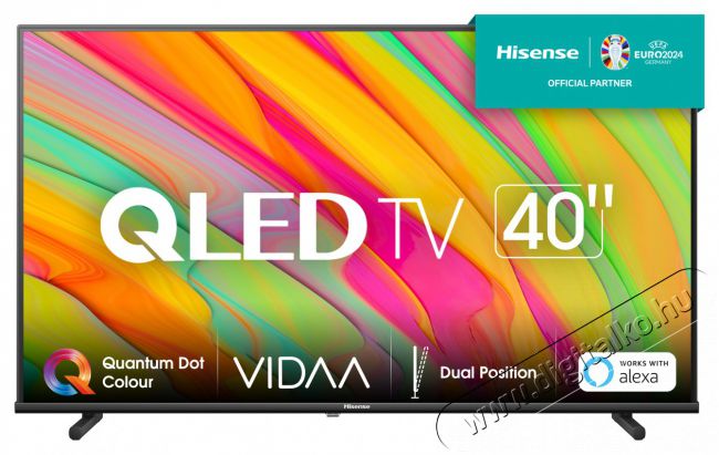 Hisense 40A5KQ Smart QLED Televízió, 100 cm, Full HD, F energiaosztály, Fekete Televíziók - LED televízió - UHD 4K felbontású - 494862