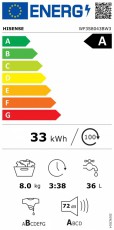 Hisense WF3S8043BW3 MOSÓGÉP ELÖLTÖLTŐS Háztartás / Otthon / Kültér - Mosógép / szárítógép - Elöltöltős normál (60cm-ig) mosógép - 501674