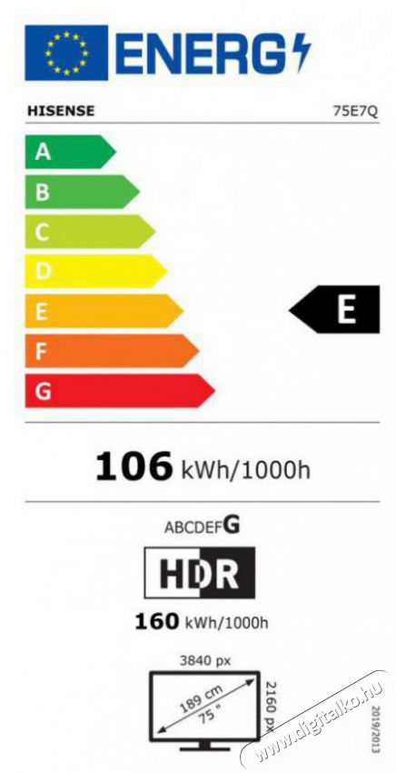 Hisense 75E7Q Telev&iacute;zi&oacute;k - LED telev&iacute;zi&oacute; - UHD 4K felbont&aacute;s&uacute; - 511966