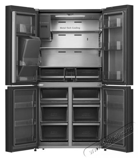 Hisense RQ760N4SBFE fekete, n&eacute;gyajt&oacute;s, Hűtő:352L, Fagyaszt&oacute;:232L, Total No frost hűtőszekr&eacute;ny Konyhai term&eacute;kek - Hűtő, fagyaszt&oacute; (szabadon&aacute;ll&oacute;) - Amerikai t&iacute;pus&uacute; Side By Side hűtő - 514001