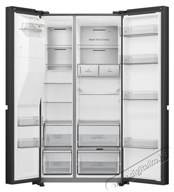 Hisense RS818N4TFC fekete, Side-by-Side, Hűtő:417L, Fagyaszt&oacute;:215L, Total No frost hűtőszekr&eacute;ny Konyhai term&eacute;kek - Hűtő, fagyaszt&oacute; (szabadon&aacute;ll&oacute;) - Amerikai t&iacute;pus&uacute; Side By Side hűtő - 514005