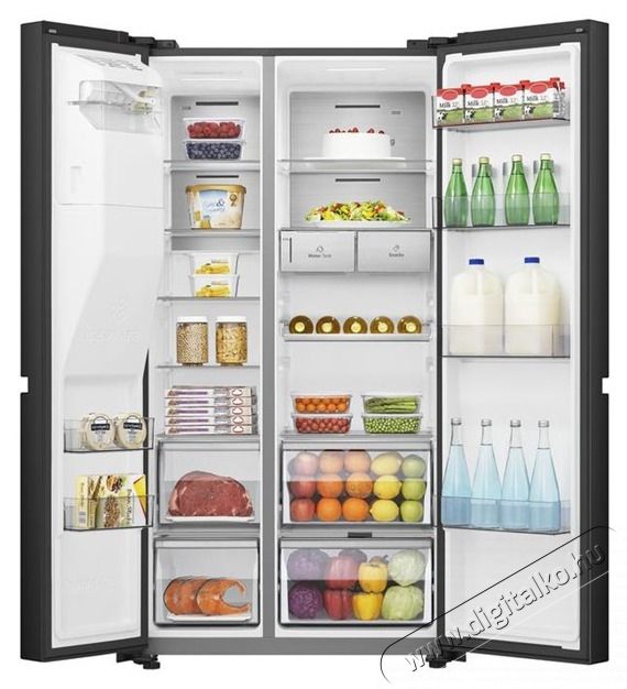 Hisense RS818N4TFC fekete, Side-by-Side, Hűtő:417L, Fagyaszt&oacute;:215L, Total No frost hűtőszekr&eacute;ny Konyhai term&eacute;kek - Hűtő, fagyaszt&oacute; (szabadon&aacute;ll&oacute;) - Amerikai t&iacute;pus&uacute; Side By Side hűtő - 514005