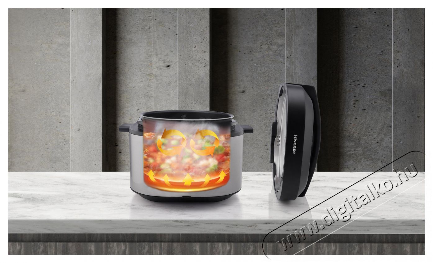 Hisense HMC6SBK multifunkci&oacute;s főzőed&eacute;ny Konyhai term&eacute;kek - Konyhai kisg&eacute;p (s&uuml;t&eacute;s / főz&eacute;s / hűt&eacute;s / &eacute;telk&eacute;sz&iacute;t&eacute;s) - L&eacute;gkever&eacute;ses főzőg&eacute;p / elektromos kukta / multifunkci&oacute;s s&uuml;tő - 530699