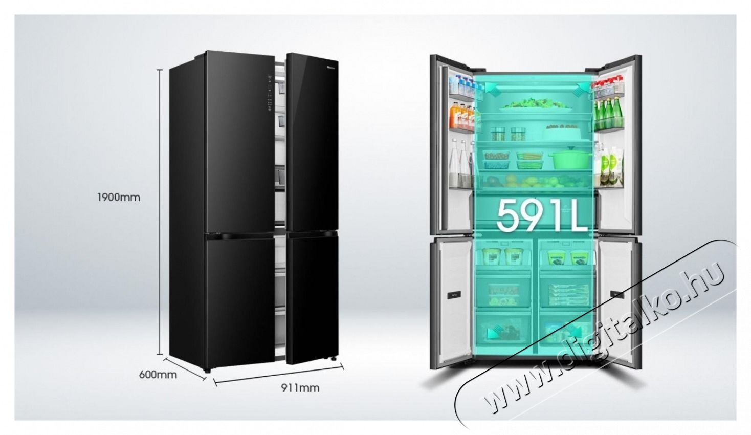 Hisense Hisense RQ768N4GBE Multidoor hűtő Konyhai term&eacute;kek - Hűtő, fagyaszt&oacute; (szabadon&aacute;ll&oacute;) - Amerikai t&iacute;pus&uacute; Side By Side hűtő - 532885
