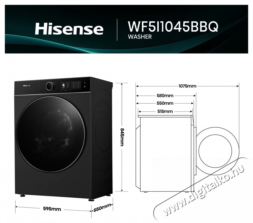 Hisense Hisense WF5i1045BBQ Mos&oacute;g&eacute;p H&aacute;ztart&aacute;s / Otthon / K&uuml;lt&eacute;r - Mos&oacute;g&eacute;p / sz&aacute;r&iacute;t&oacute;g&eacute;p - El&ouml;lt&ouml;ltős norm&aacute;l (60cm-ig) mos&oacute;g&eacute;p - 532890