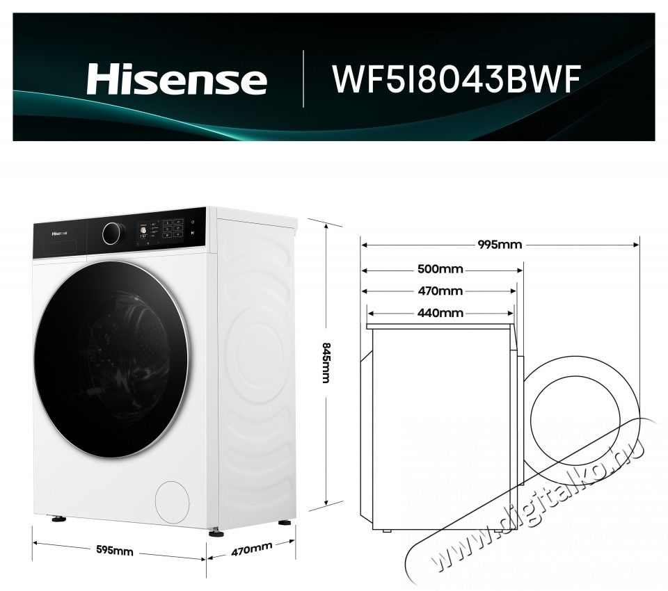 Hisense Hisense WF5i8043BWF Mos&oacute;g&eacute;p H&aacute;ztart&aacute;s / Otthon / K&uuml;lt&eacute;r - Mos&oacute;g&eacute;p / sz&aacute;r&iacute;t&oacute;g&eacute;p - El&ouml;lt&ouml;ltős norm&aacute;l (60cm-ig) mos&oacute;g&eacute;p - 532902