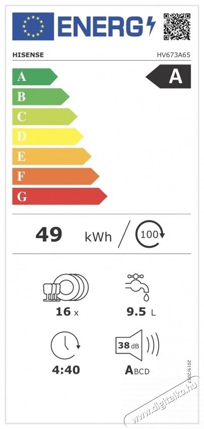 Hisense HV673A65 Be&eacute;p&iacute;thető mosogat&oacute;g&eacute;p Konyhai term&eacute;kek - Mosogat&oacute;g&eacute;p - Norm&aacute;l (60cm) be&eacute;p&iacute;thető mosogat&oacute;g&eacute;p - 532914