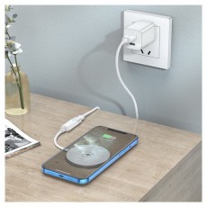 Hoco HOC0302 15W - CW31 Magnetic Wireless Fast Charger - fehér Qi vezeték nélküli töltő állomás Mobil / Kommunikáció / Smart - Powerbank / Külső akkumulátor és töltő - 394142