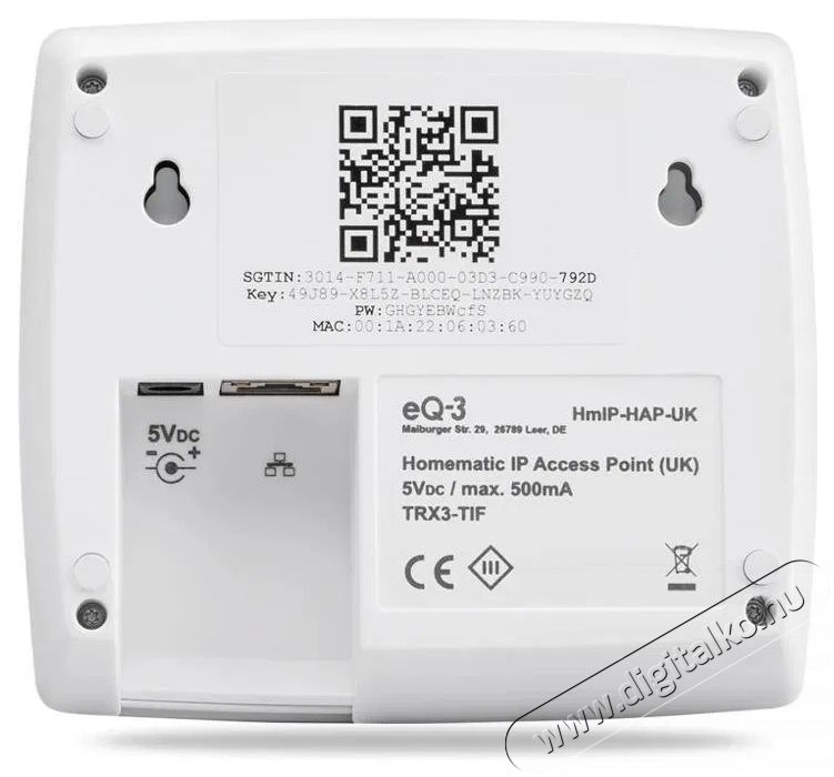 Homematic IP K&ouml;zponti egys&eacute;g - HmIP-HAP H&aacute;ztart&aacute;s / Otthon / K&uuml;lt&eacute;r - Okos otthon - Kieg&eacute;sz&iacute;tő - 508113