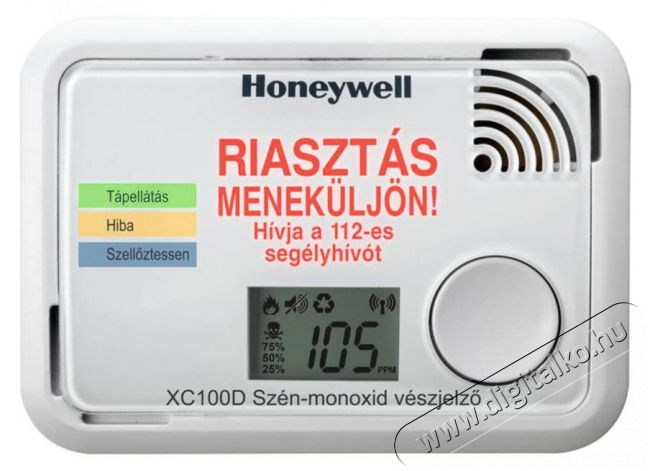 Honeywell XC100D-HU-A szénmonoxid érzékelő Háztartás / Otthon / Kültér - Biztonságtechnika - Füst- és szén-monoxid érzékelő - 365812