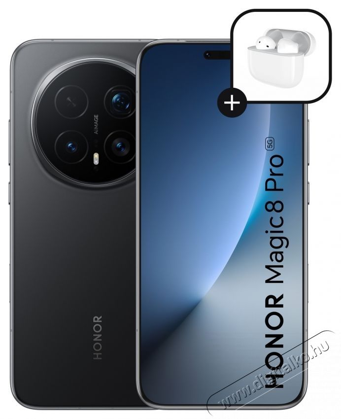 Honor Magic 8 Pro mobiltelefon, Dual SIM, 12GB RAM, 512GB, Fekete + Honor Choice Earbuds X7e Active f&uuml;lhallgat&oacute; Mobil / Kommunik&aacute;ci&oacute; / Smart - Okostelefon - Android - 533501