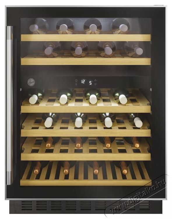 Hoover HWCB 60 Be&eacute;p&iacute;thető borhűtő, 46 &uuml;veg, 145 l, 2 hűt&eacute;si z&oacute;na, LED, G energiaoszt&aacute;ly, 60 cm, Fekete Konyhai term&eacute;kek - Hűtő, fagyaszt&oacute; (be&eacute;p&iacute;thető) - Borhűtő - 533511