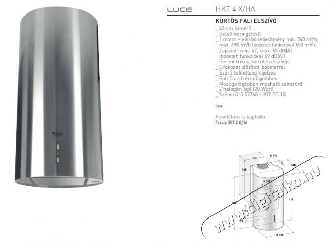 Hotpoint Ariston HKT 4 X /HA Páraelszívó Konyhai termékek - Páraelszívó - Kürtős - 268248
