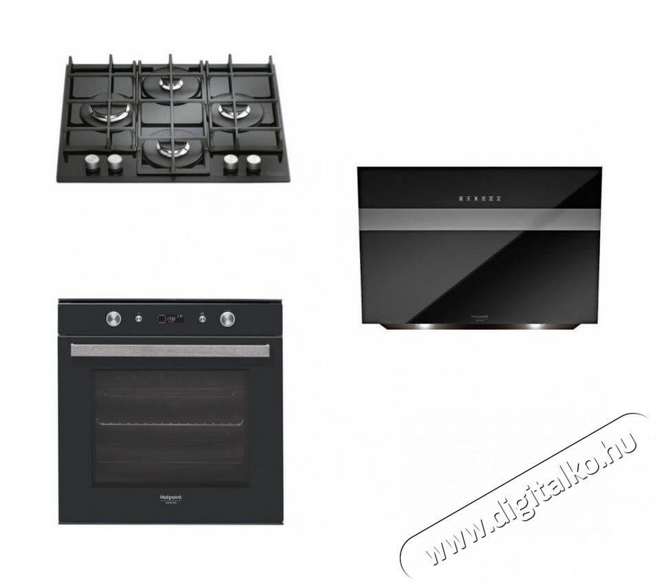 Hotpoint Ariston FI7 861 SH BL HA beépíthető sütő + TQG 641 HA(BK) EE főzőlap + HHVS 8.7F LT K elszívó Konyhai termékek - Sütő-főzőlap, tűzhely (beépíthető) - Sütő-főzőlap szett (beépíthető) - 347729