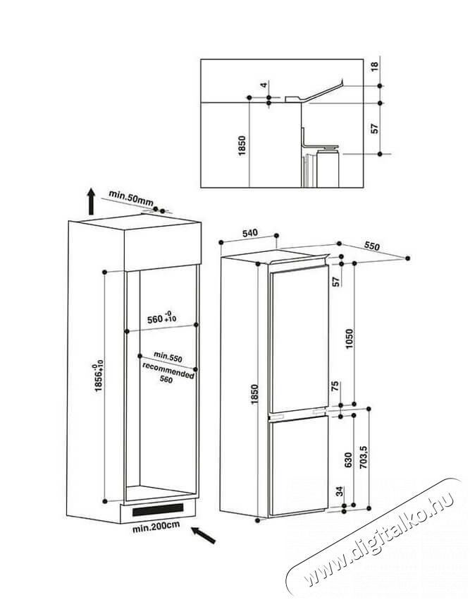 Hotpoint Ariston BCB 7525 E C AAA O3 alulfagyasztós hűtőszekrény Konyhai termékek - Hűtő, fagyasztó (beépíthető) - Alulfagyasztós kombinált hűtő - 347399