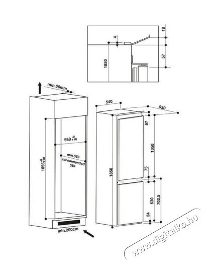 Hotpoint Ariston BCB 7525 E C AAA O3 alulfagyasztós hűtőszekrény Konyhai termékek - Hűtő, fagyasztó (beépíthető) - Alulfagyasztós kombinált hűtő - 347399