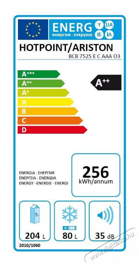 Hotpoint Ariston BCB 7525 E C AAA O3 alulfagyasztós hűtőszekrény Konyhai termékek - Hűtő, fagyasztó (beépíthető) - Alulfagyasztós kombinált hűtő - 347399