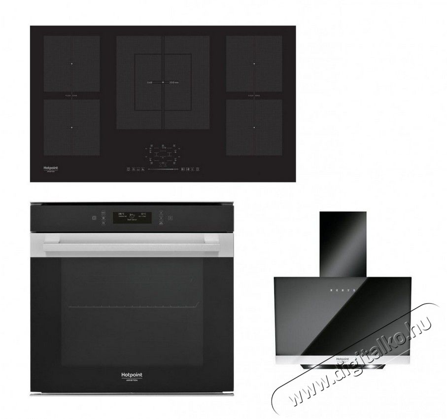 Hotpoint Ariston KIF 952 BXLD B beépíthető sütő + FI9 891 SP IX HA indukciós főzőlap + HHVP 8.7F LT K páraelszívó Konyhai termékek - Sütő-főzőlap, tűzhely (beépíthető) - Sütő-főzőlap szett (beépíthető) - 347730