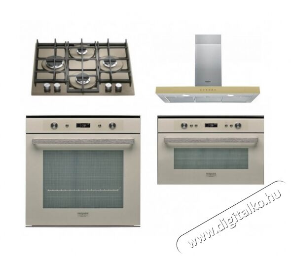 Hotpoint Ariston HHBS 9.8F LT DS páraelszívó + TQG 641 /HA(DS) gázfőzőlap + MD 764 DS HA mikrohullámú sütő + FI7 861 SH DS HA beépíthető sütő Konyhai termékek - Sütő-főzőlap, tűzhely (beépíthető) - Sütő-főzőlap szett (beépíthető) - 347711