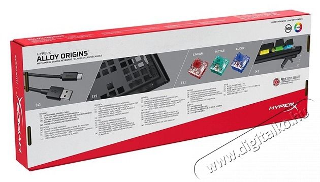 HP HyperX Alloy Origins (AQUA switches) US vil&aacute;g&iacute;t&oacute; gamer billentyűzet Iroda &eacute;s sz&aacute;m&iacute;t&aacute;stechnika - Billentyűzet / billentyűzet szett - Vezet&eacute;kes - 393457