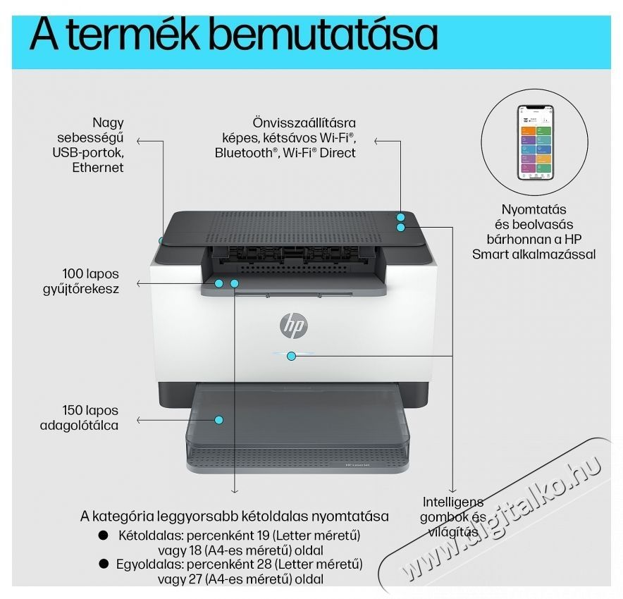 HP LaserJet M207DW Fekete-feh&eacute;r l&eacute;zer nyomtat&oacute;, A4, duplex, Ethernet, Wi-Fi Iroda &eacute;s sz&aacute;m&iacute;t&aacute;stechnika - Nyomtat&oacute; - L&eacute;zer - 532585