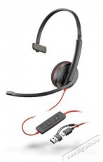HP Poly Blackwire 3210 USB-C mono, USB-C/A adapter Audio-Video / Hifi / Multimédia - Fül és Fejhallgatók - Fejhallgató mikrofonnal / headset - 518771
