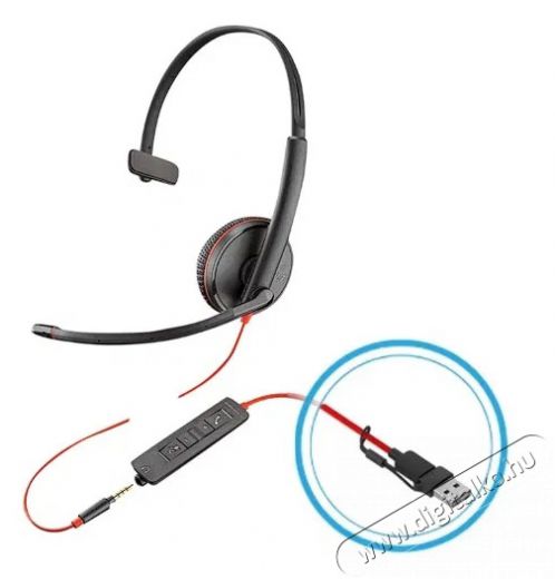 HP Poly Blackwire 3215 mono USB-C, 3,5mm, USB-C/A adapter Audio-Video / Hifi / Multim&eacute;dia - F&uuml;l &eacute;s Fejhallgat&oacute;k - Fejhallgat&oacute; mikrofonnal / headset - 518757