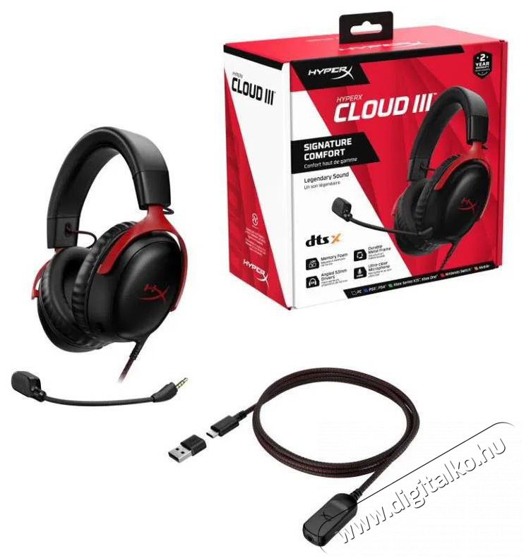 HyperX Cloud III Wireless - Red Audio-Video / Hifi / Multim&eacute;dia - F&uuml;l &eacute;s Fejhallgat&oacute;k - Fejhallgat&oacute; - 509964