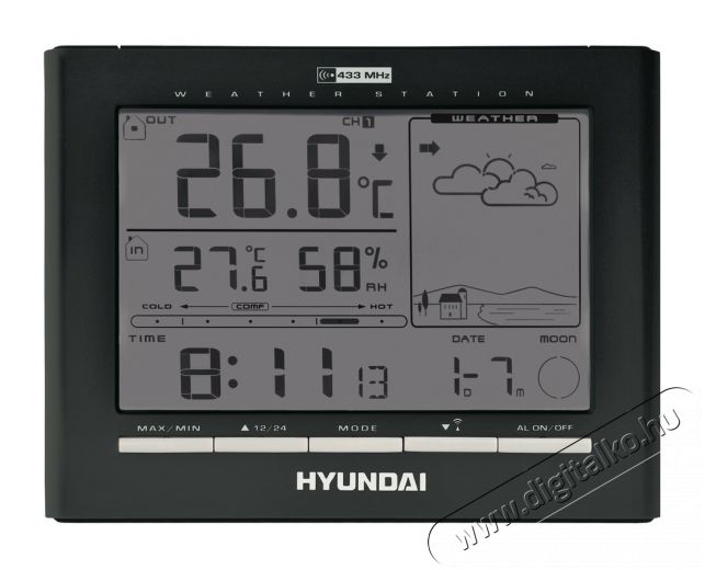Hyundai WSC2180B időjárás állomás - fekete Háztartás / Otthon / Kültér - Lakásfelszerelés - Időjárás állomás - 291722