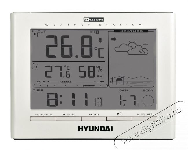 Hyundai WSC2180W időjárás állomás - fehér Háztartás / Otthon / Kültér - Lakásfelszerelés - Időjárás állomás - 291723